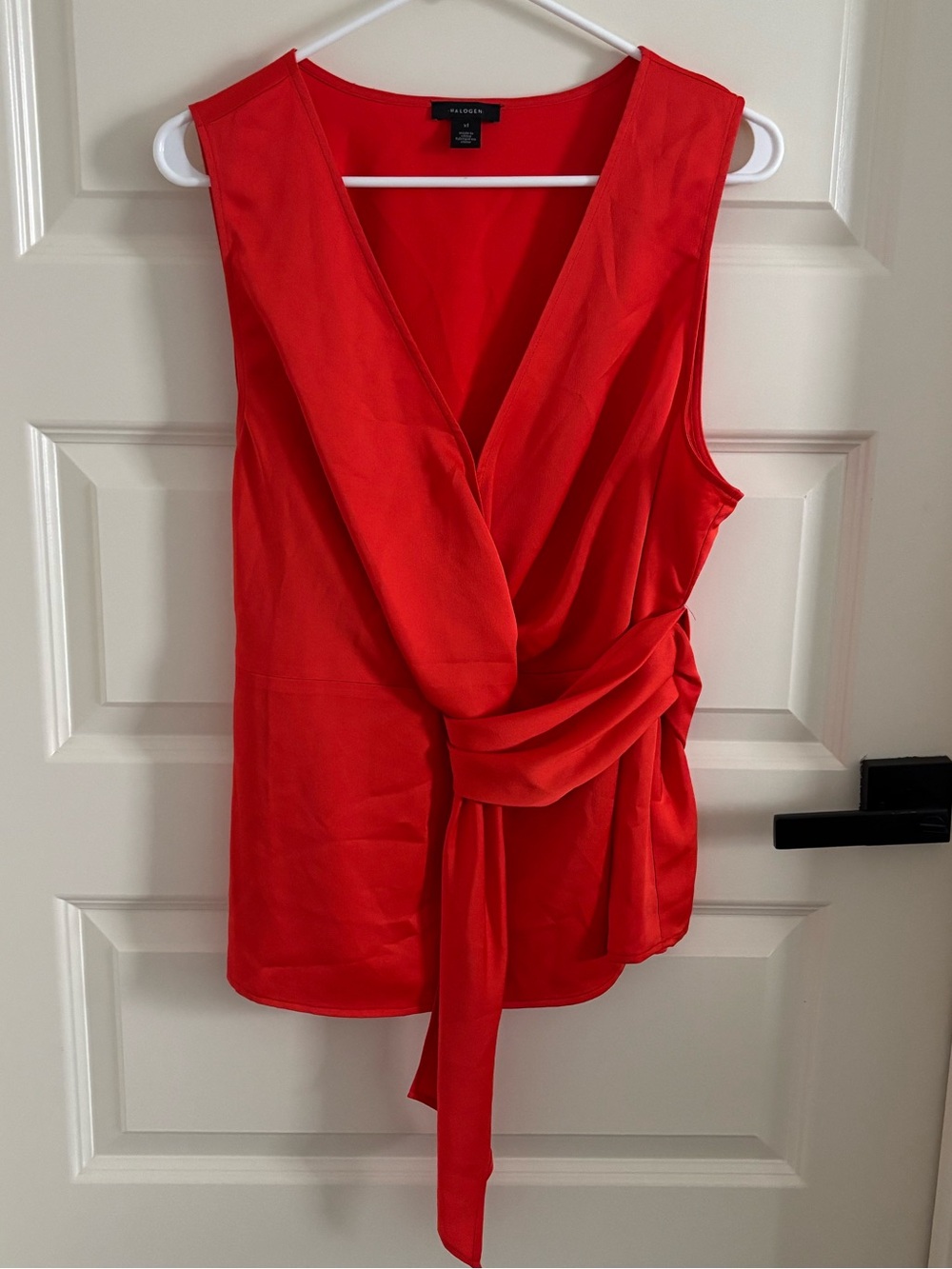 Halogen Bright Red Sleeveless Wrap Camisole with Side Tie